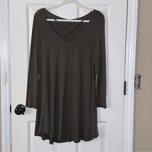 Josie Dark Olive Long Sleeve Dress. Sz S